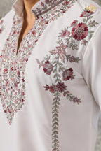 White Embroidered Japanese Men Kurta Pajama With Dupatta